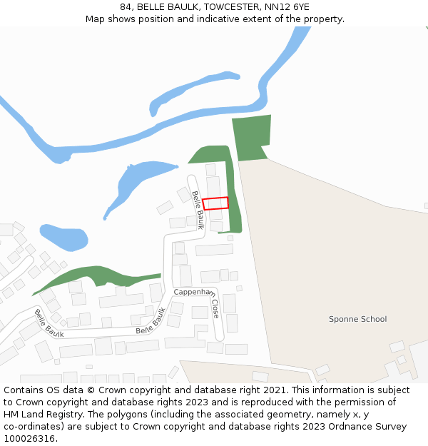 84, BELLE BAULK, TOWCESTER, NN12 6YE: Location map and indicative extent of plot