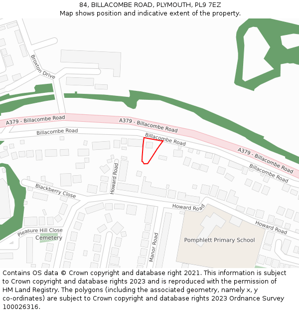 84, BILLACOMBE ROAD, PLYMOUTH, PL9 7EZ: Location map and indicative extent of plot