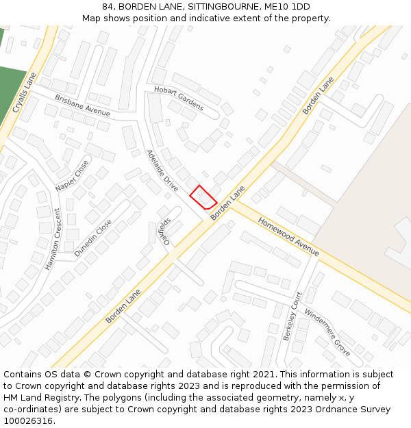 84, BORDEN LANE, SITTINGBOURNE, ME10 1DD: Location map and indicative extent of plot