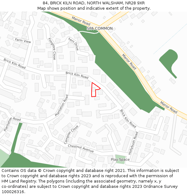 84, BRICK KILN ROAD, NORTH WALSHAM, NR28 9XR: Location map and indicative extent of plot