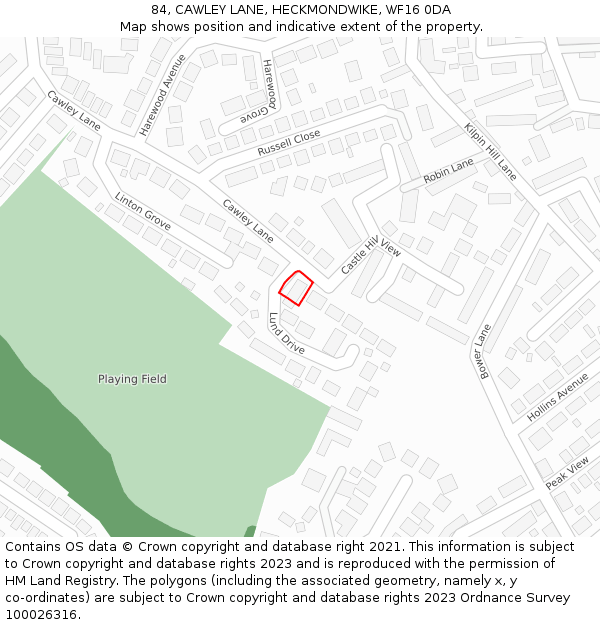 84, CAWLEY LANE, HECKMONDWIKE, WF16 0DA: Location map and indicative extent of plot