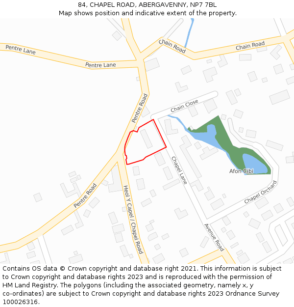 84, CHAPEL ROAD, ABERGAVENNY, NP7 7BL: Location map and indicative extent of plot