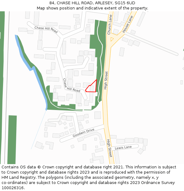84, CHASE HILL ROAD, ARLESEY, SG15 6UD: Location map and indicative extent of plot