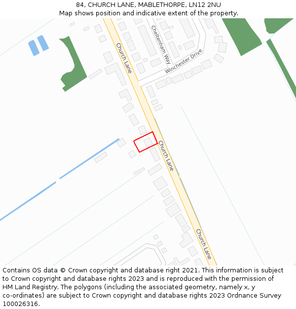 84, CHURCH LANE, MABLETHORPE, LN12 2NU: Location map and indicative extent of plot