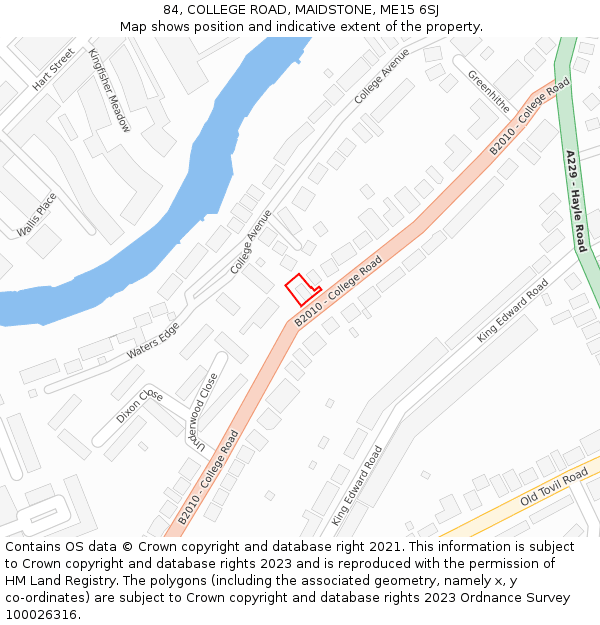 84, COLLEGE ROAD, MAIDSTONE, ME15 6SJ: Location map and indicative extent of plot