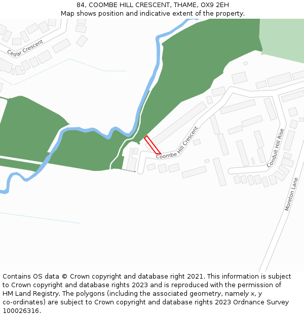 84, COOMBE HILL CRESCENT, THAME, OX9 2EH: Location map and indicative extent of plot
