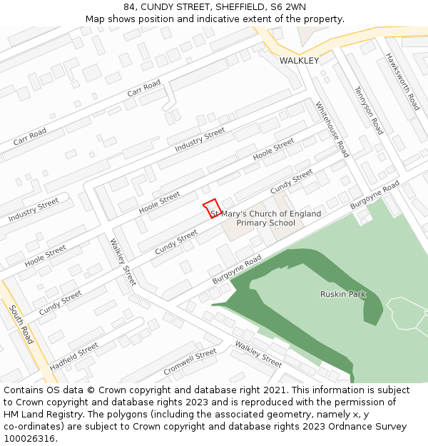 84, CUNDY STREET, SHEFFIELD, S6 2WN: Location map and indicative extent of plot