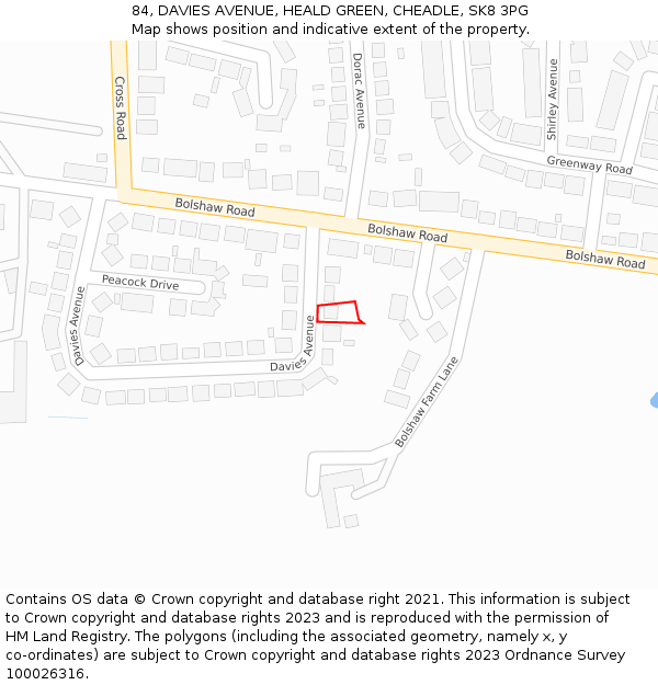 84, DAVIES AVENUE, HEALD GREEN, CHEADLE, SK8 3PG: Location map and indicative extent of plot