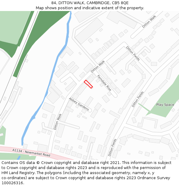 84, DITTON WALK, CAMBRIDGE, CB5 8QE: Location map and indicative extent of plot