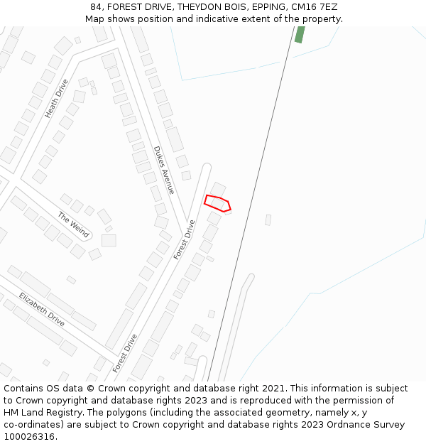 84, FOREST DRIVE, THEYDON BOIS, EPPING, CM16 7EZ: Location map and indicative extent of plot