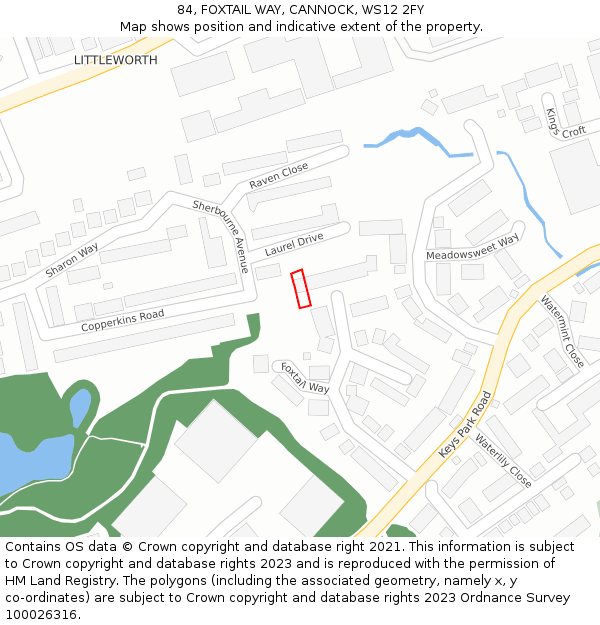 84, FOXTAIL WAY, CANNOCK, WS12 2FY: Location map and indicative extent of plot