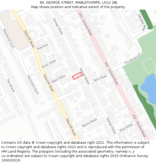 84, GEORGE STREET, MABLETHORPE, LN12 2BJ: Location map and indicative extent of plot