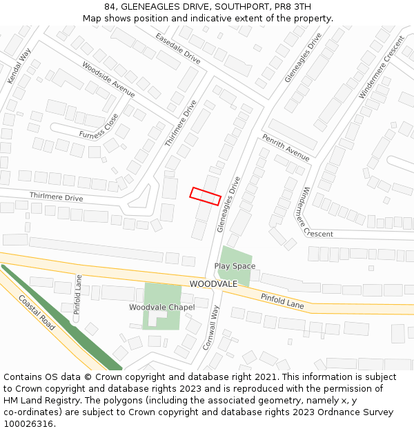 84, GLENEAGLES DRIVE, SOUTHPORT, PR8 3TH: Location map and indicative extent of plot