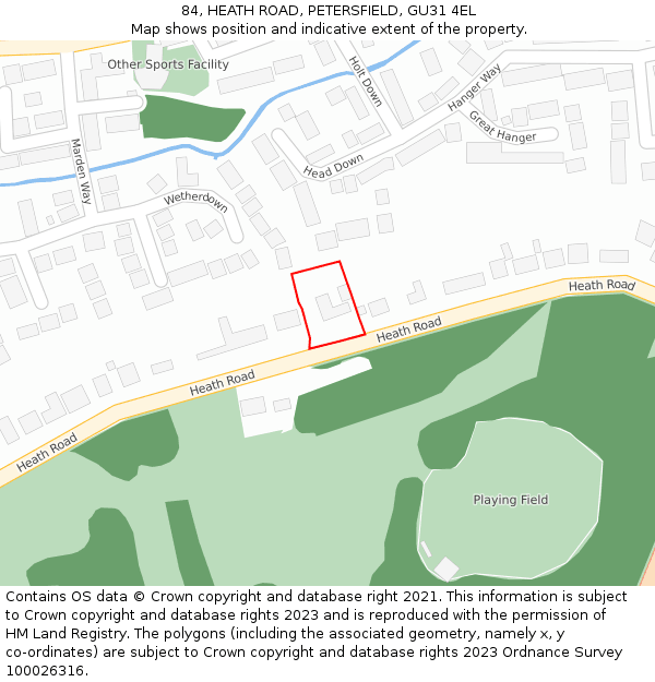 84, HEATH ROAD, PETERSFIELD, GU31 4EL: Location map and indicative extent of plot