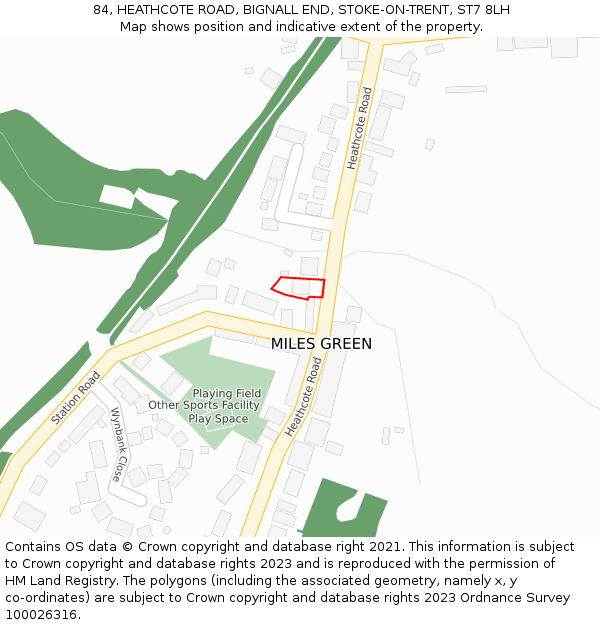 84, HEATHCOTE ROAD, BIGNALL END, STOKE-ON-TRENT, ST7 8LH: Location map and indicative extent of plot