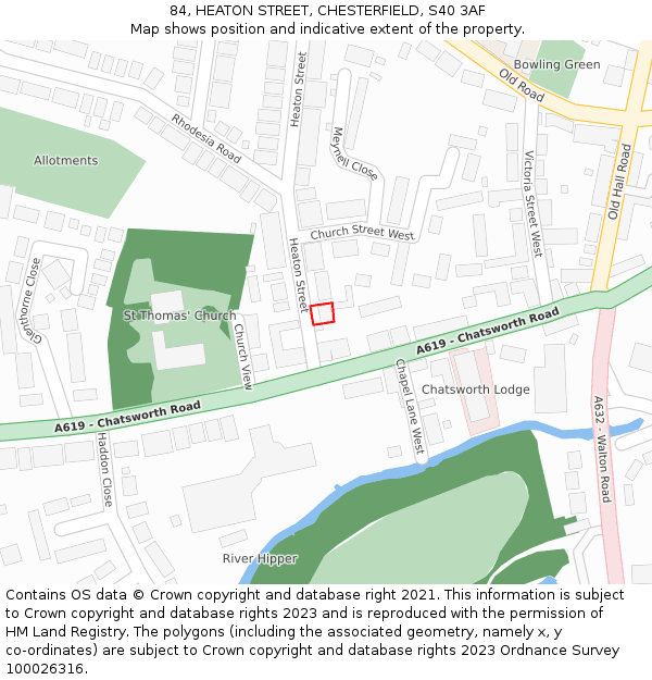 84, HEATON STREET, CHESTERFIELD, S40 3AF: Location map and indicative extent of plot