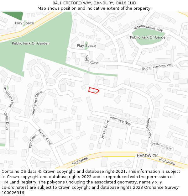 84, HEREFORD WAY, BANBURY, OX16 1UD: Location map and indicative extent of plot