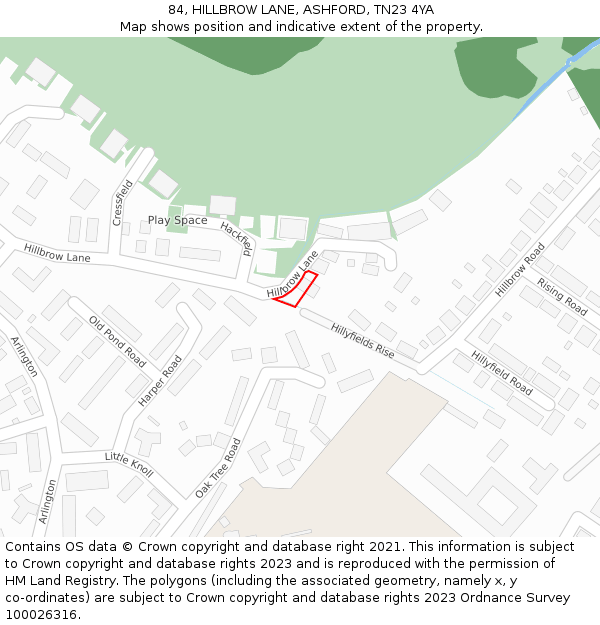 84, HILLBROW LANE, ASHFORD, TN23 4YA: Location map and indicative extent of plot