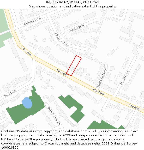 84, IRBY ROAD, WIRRAL, CH61 6XG: Location map and indicative extent of plot