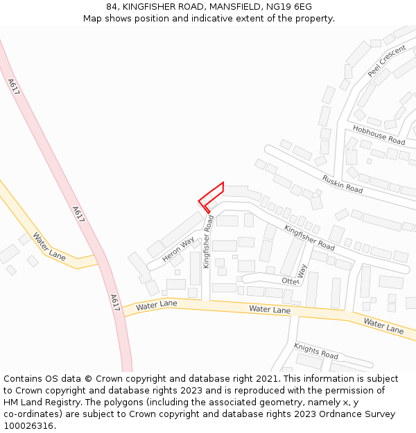 84, KINGFISHER ROAD, MANSFIELD, NG19 6EG: Location map and indicative extent of plot