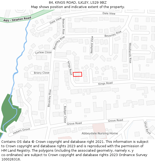 84, KINGS ROAD, ILKLEY, LS29 9BZ: Location map and indicative extent of plot