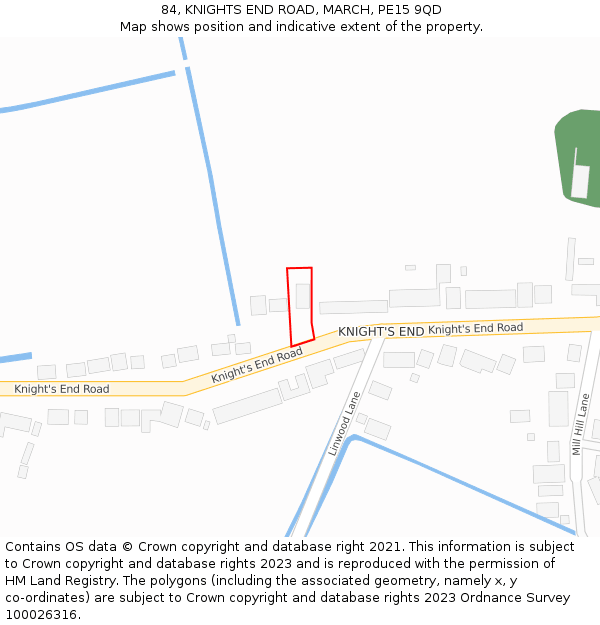 84, KNIGHTS END ROAD, MARCH, PE15 9QD: Location map and indicative extent of plot