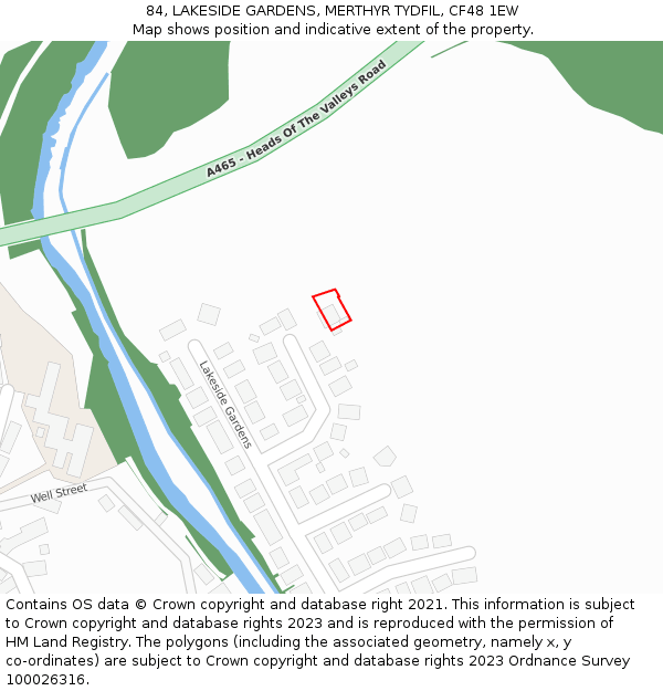 84, LAKESIDE GARDENS, MERTHYR TYDFIL, CF48 1EW: Location map and indicative extent of plot
