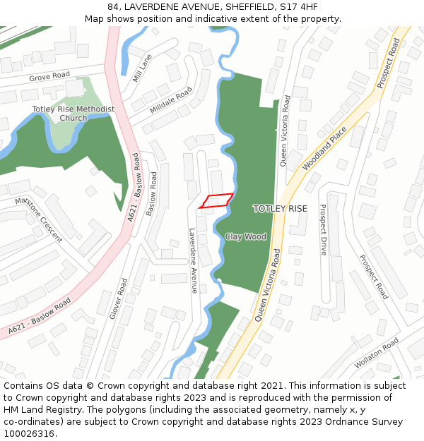 84, LAVERDENE AVENUE, SHEFFIELD, S17 4HF: Location map and indicative extent of plot