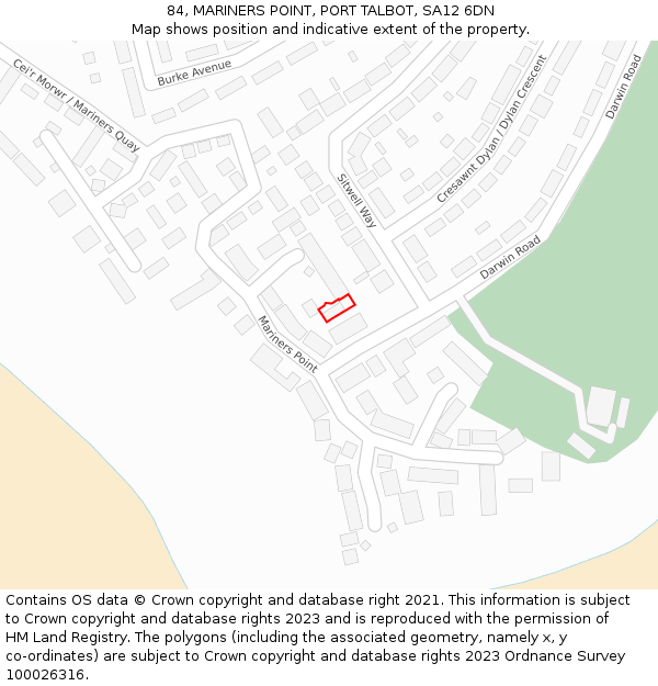 84, MARINERS POINT, PORT TALBOT, SA12 6DN: Location map and indicative extent of plot