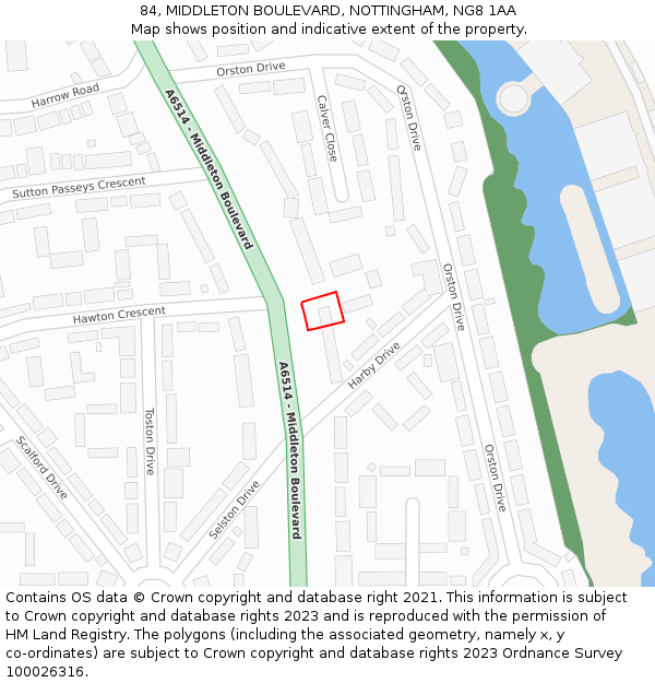 84, MIDDLETON BOULEVARD, NOTTINGHAM, NG8 1AA: Location map and indicative extent of plot