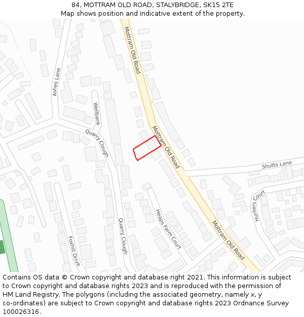 84, MOTTRAM OLD ROAD, STALYBRIDGE, SK15 2TE: Location map and indicative extent of plot