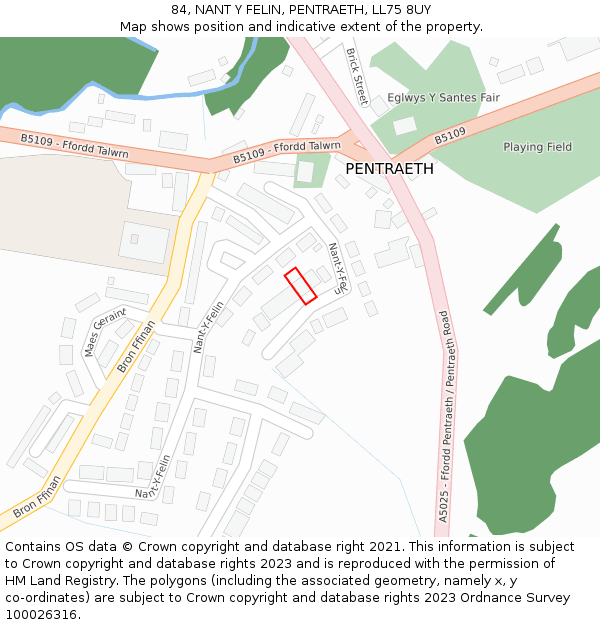 84, NANT Y FELIN, PENTRAETH, LL75 8UY: Location map and indicative extent of plot