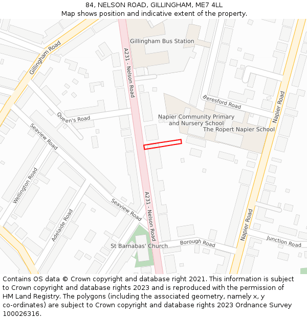 84, NELSON ROAD, GILLINGHAM, ME7 4LL: Location map and indicative extent of plot