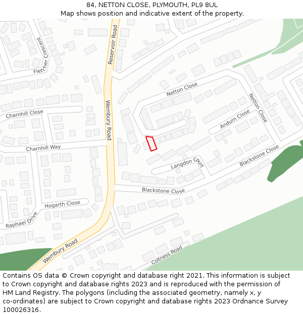 84, NETTON CLOSE, PLYMOUTH, PL9 8UL: Location map and indicative extent of plot