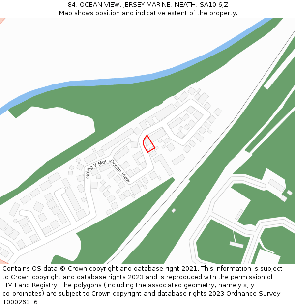 84, OCEAN VIEW, JERSEY MARINE, NEATH, SA10 6JZ: Location map and indicative extent of plot