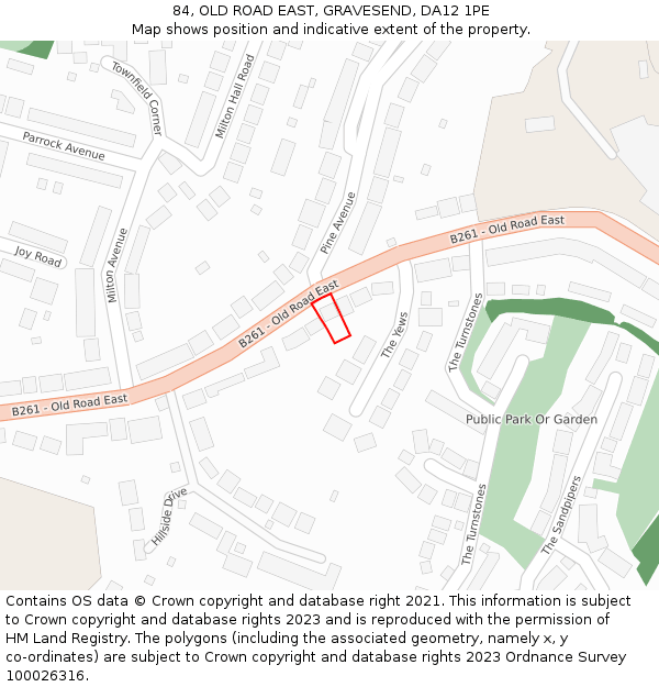 84, OLD ROAD EAST, GRAVESEND, DA12 1PE: Location map and indicative extent of plot