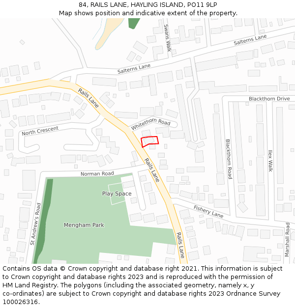 84, RAILS LANE, HAYLING ISLAND, PO11 9LP: Location map and indicative extent of plot