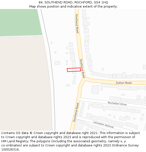 84, SOUTHEND ROAD, ROCHFORD, SS4 1HQ: Location map and indicative extent of plot