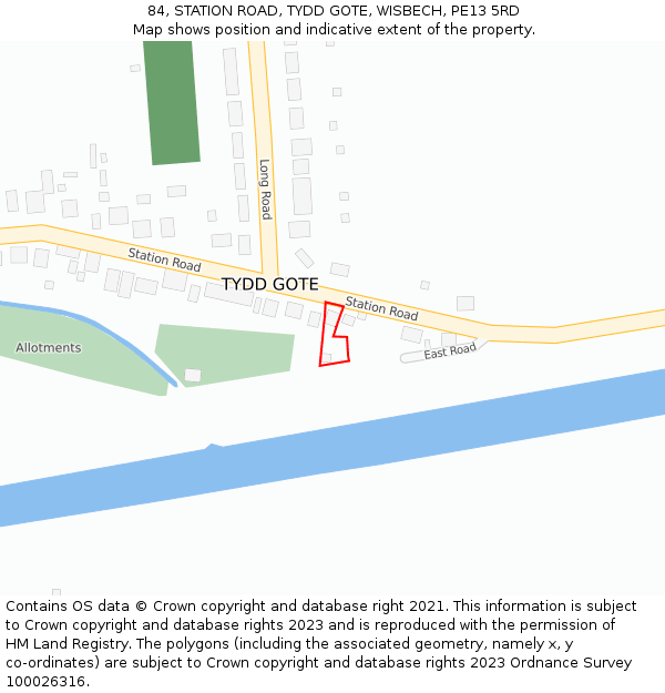 84, STATION ROAD, TYDD GOTE, WISBECH, PE13 5RD: Location map and indicative extent of plot