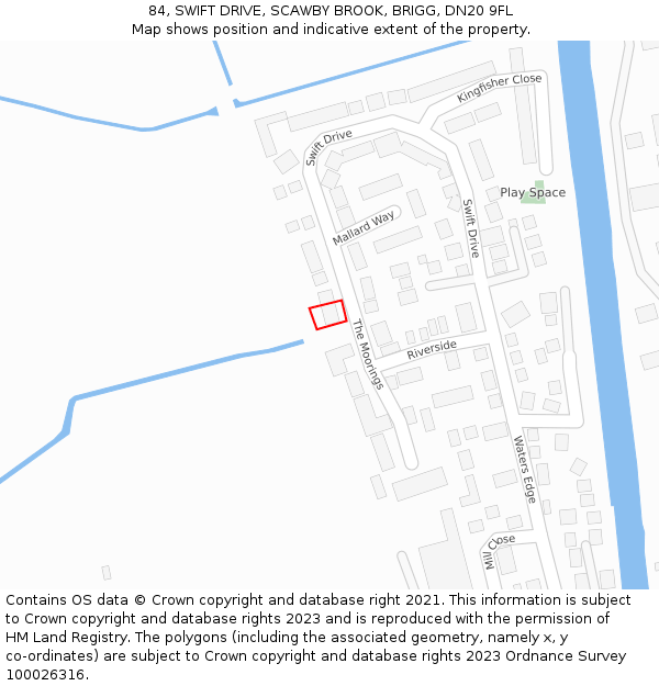 84, SWIFT DRIVE, SCAWBY BROOK, BRIGG, DN20 9FL: Location map and indicative extent of plot