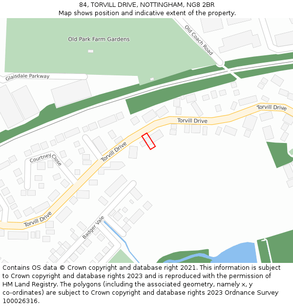 84, TORVILL DRIVE, NOTTINGHAM, NG8 2BR: Location map and indicative extent of plot