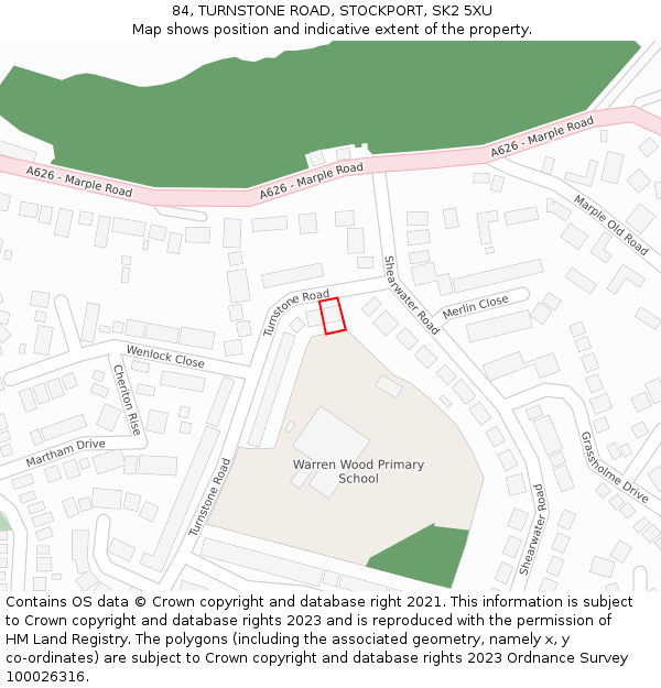 84, TURNSTONE ROAD, STOCKPORT, SK2 5XU: Location map and indicative extent of plot