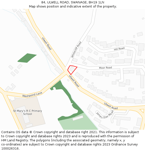 84, ULWELL ROAD, SWANAGE, BH19 1LN: Location map and indicative extent of plot