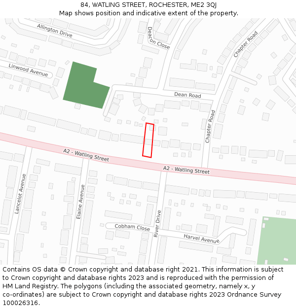 84, WATLING STREET, ROCHESTER, ME2 3QJ: Location map and indicative extent of plot