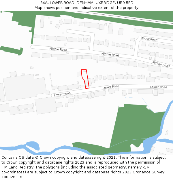 84A, LOWER ROAD, DENHAM, UXBRIDGE, UB9 5ED: Location map and indicative extent of plot