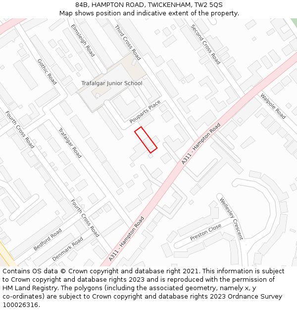 84B, HAMPTON ROAD, TWICKENHAM, TW2 5QS: Location map and indicative extent of plot