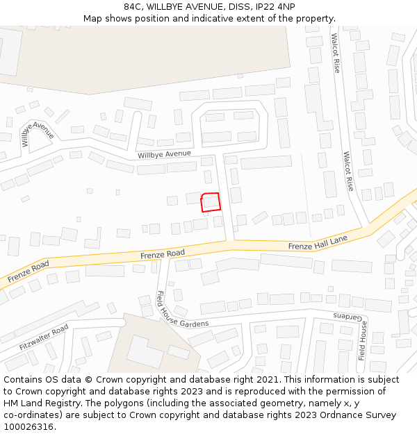 84C, WILLBYE AVENUE, DISS, IP22 4NP: Location map and indicative extent of plot