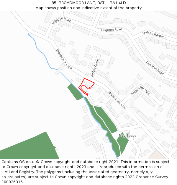 85, BROADMOOR LANE, BATH, BA1 4LD: Location map and indicative extent of plot