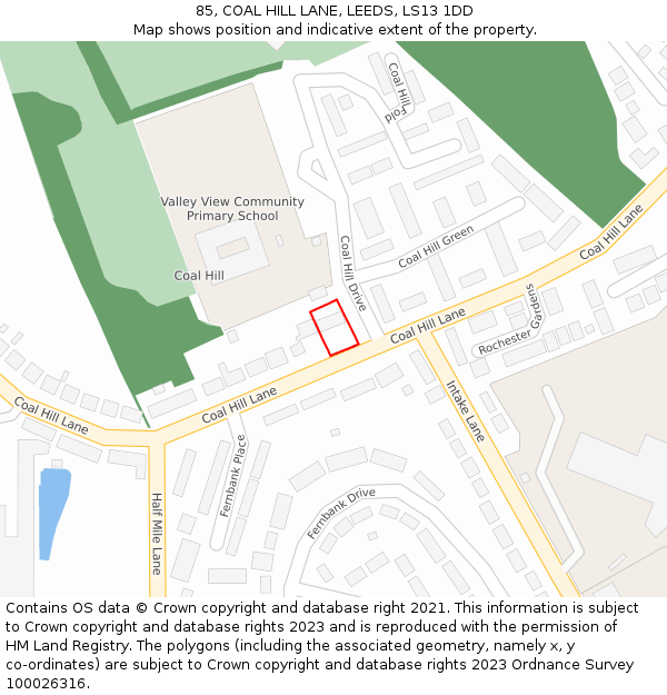 85, COAL HILL LANE, LEEDS, LS13 1DD: Location map and indicative extent of plot