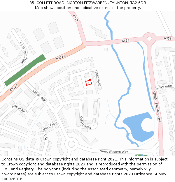 85, COLLETT ROAD, NORTON FITZWARREN, TAUNTON, TA2 6DB: Location map and indicative extent of plot